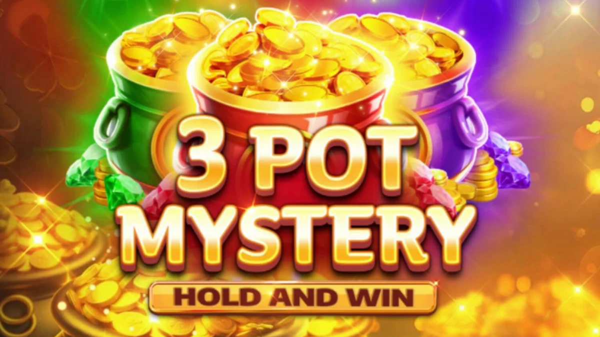 Tampilan visual slot 3 Pot Mystery Hold and Win dengan tema harta karun